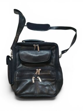 Wilsons Leather Black Leather Messenger Crossbody Bag